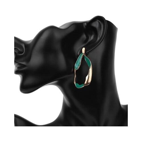 New Sweet Green Geometric Hoop Earrings Creative Water Drop Earrings For Women