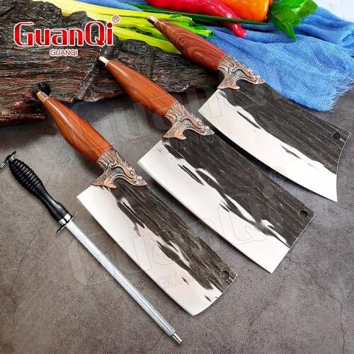 Full Tang Handmade Butcher Knife kitchen slicing knife High Carbon Stainless Steel Kitchen Chopper Cleaver Chef Cooking Tools