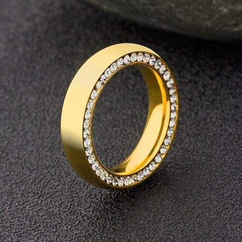 Stainless Steel Wedding Ring For Women Man Micro Pave Cubic Zirconia Rings Engagement Fashion Jewelry Anniversary Engagement