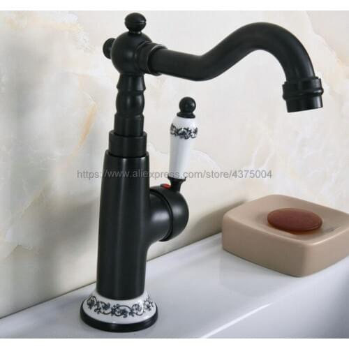 Single Lever waterfall Bathroom Basin Faucet Black Oil Rubbed Brass Hot and Cold bathroom Sink Mixer Taps Nnf652