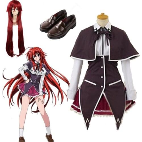 Anime High School Dxd Rias Gremory Cosplay Kostuum Anime Rias Cosplay wigs shoe Party Costume Womens Uniforms Halloween Costume