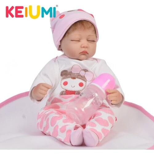 Lovely Close eyes 17 Inch Soft Silicone Vinyl Reborn Baby Dolls Realistic Newborn Toddler 43 cm Stuffed Doll For kids Playmates