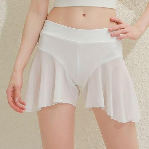 See Through Shorts Skirt Women Summer Streetwear Elegant Dancewear Sexy Short Female Skirts Ruffle Shorts