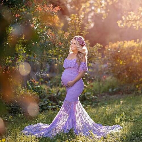 Sexy Mermaid Maternity Dresses For Photo Shoot Pregnant Women Pregnancy Dress Photography Props Lace Maxi Maternity Gown