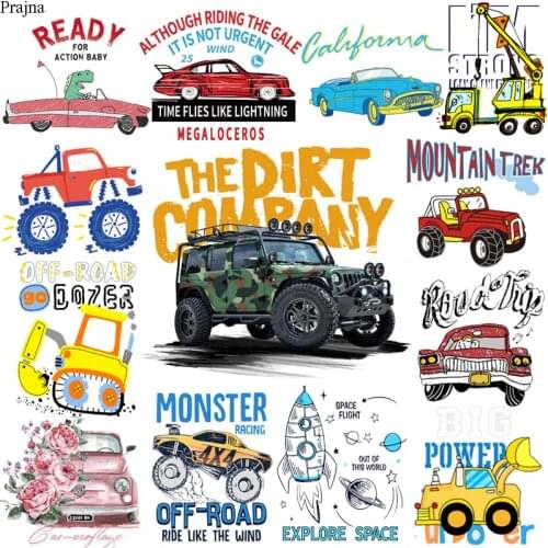 Prajna Heat Transfer Vinyl Hippie Locomotive Patch Iron On Transfer For Clothing Car Flower Thermal Stickers On Clothes Applique