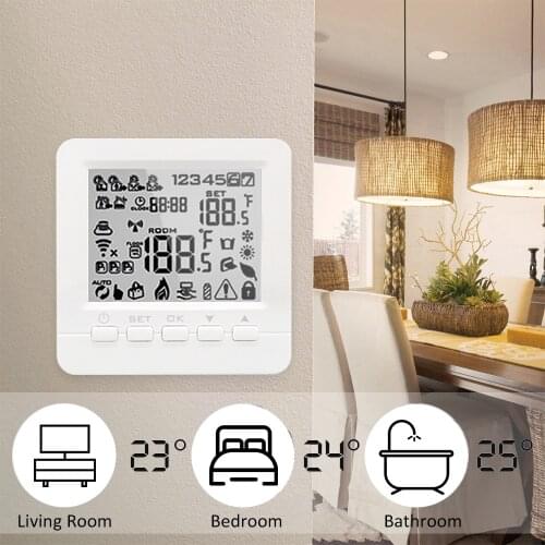 Smart WiFi Thermostat White Electric Heating Floor Temperature Controller, Echo Alexa Voice Control Room, Temperature Controller