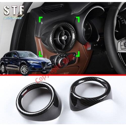 Carbon Fiber Style Interior Air-Condition Vent Outlet Cover Trim For Alfa Romeo Stelvio 2017 2018 2019