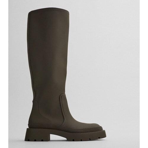 Round Toe Womens Rubber Boots Shoes Sexy Thigh High Heels High Sexy Luxury Designer Boots-Women Clogs Platform Rain Water Ladi