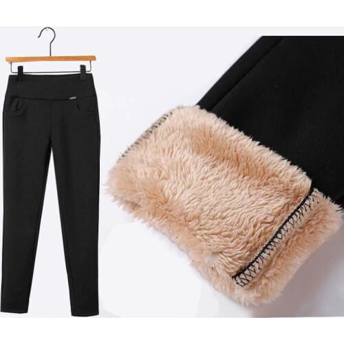 Oversized Thicken Velvet Winter Leggings Women Workout Warm Lambswool Leggings Pencil Pants High Waist Cotton Fleece Leggings
