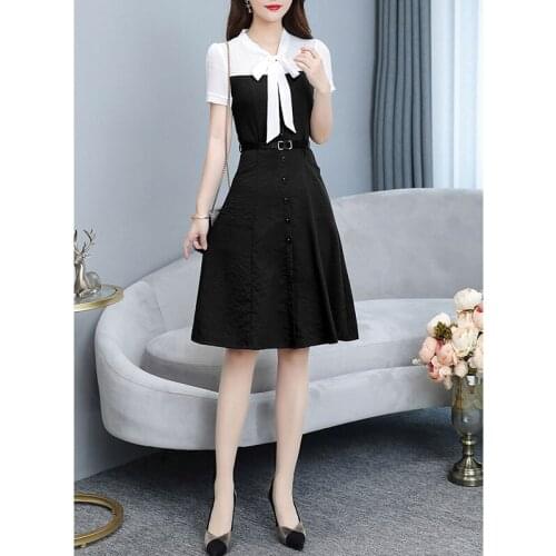 2019 summer new French retro large size female slim body slim short-sleeved chiffon A315