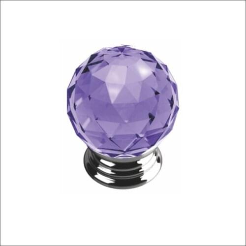 UNILOCKS 10Pcs/Dozen K9 Crystal Glass Chrome Cabinet Cupboard Door Knobs (Diameter:30mm,Color: Purple)