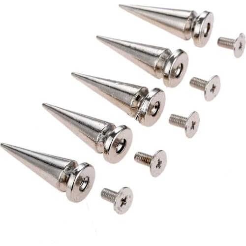 10Pcs Alloy Cone Studs Bullet Studs Spikes Screw Fixed Nail Garment Rivets for Punk Clothes Leather Bag Decoration 6*18mm 8*23mm