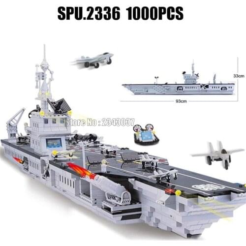 113 990pcs Military Aircraft Carrier Fighter Enlighten 3 Building Blocks 93*33cm Toy