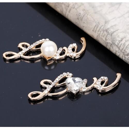 2016New 60Pcs Letter "Love"Rhinestone Buttons for DIY Accessories or Phone Case Decoration ZJ137