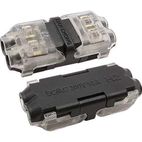 5Pcs H Shape Wire Wiring Connector 2 Pin 2 Way Quick Universal Compact Conductor Terminal Block Connector With Lever AWG 18-24