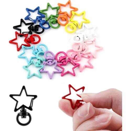5Pcs Metal Star Lobster Clasp Hooks Colorful Key Rings Connectors for DIY Keychain Decor Jewelry Making Findings Accessories