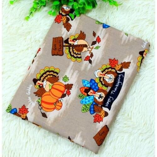 Brand New Design Classic Happy Thanksgiving Turkey & Pumpkin printed Cotton Fabric for sewing bedding cloth decoration