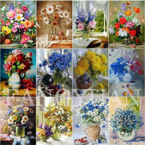 Diamond Painting Flower Cross Stitch Kit 5D Diy Diamond Embroidery Full Square Round Rhinestone Handicrafts Gift Wall Art Poster