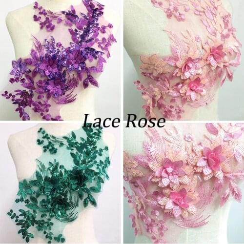 Sequins Embroidery Flower Patch Applique For Evening Dress Diy Clothing Stage Costumes Decoration Sew On Accessories Patches