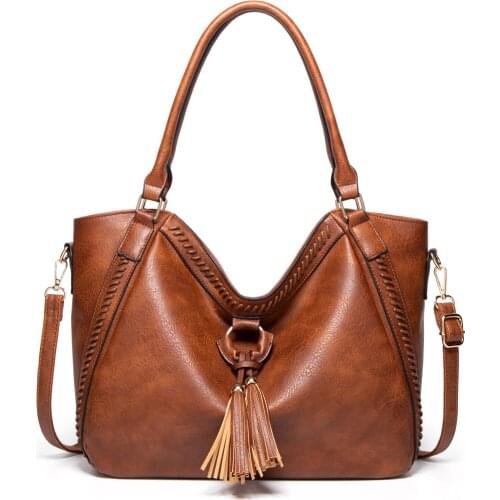 Big Womens Bag New Retro Tassled Female Messenger Bag Vintage Handbag For Ladies High Quality Leather Shoulder Crossbody Bag