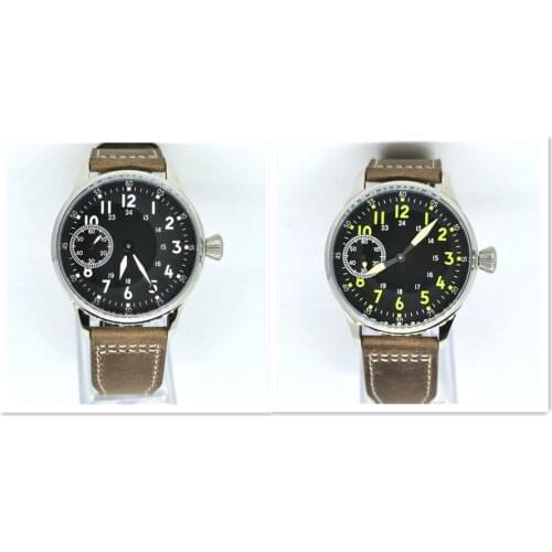 44MM Mens Watch With Seagull ST36 Manual Winding Movement 316 Stainless Steel Cases Green Night Light Dial And Hands