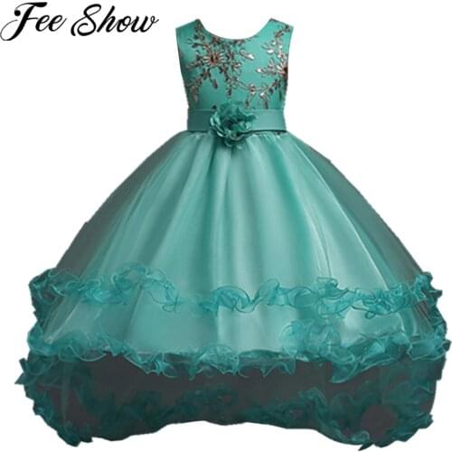 Kids Vestidos Elegant Girls Embroidered Flower Girls Dress Children Summer Dress First Communion Birthday Wedding Party Dress