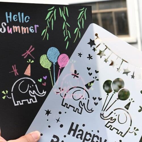 DIY childrens stencil para pintura manual painting template primary school students hand copy journal supplies stencils