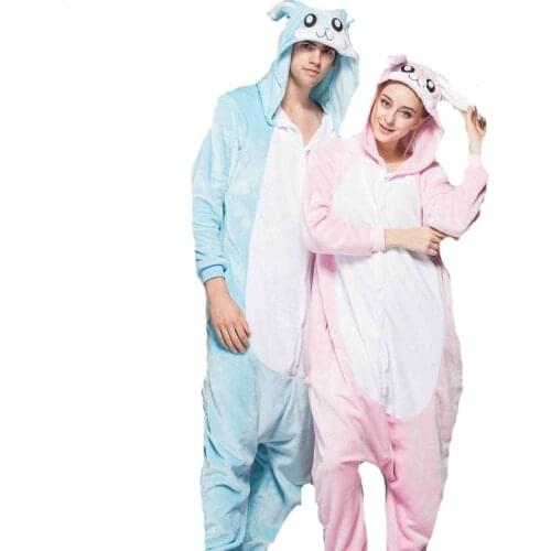 Flannel warm men women combinaison pyjama adult Kigurumi rabbit onesie Whole onepiece animal pajamas kugurumi hooded onisie