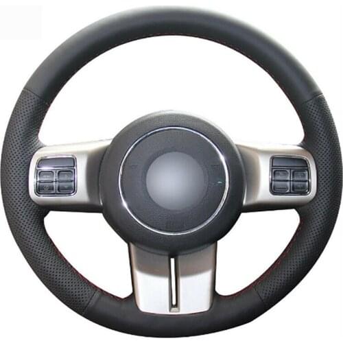 For Jeep Grand Cherokee 2011-2013 /Compass Wrangler Patriot 2011-2016 Top Leather Steering Wheel Hand-stitch on Wrap Cover