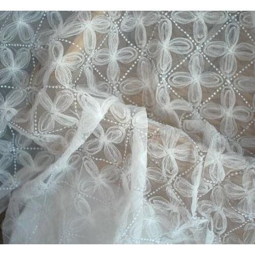 50*150CM 3D Floral Petals Embroidery Lace Fabric For Womens Wedding Dress Sewing Fabric Home Textile Clothes Materials Handmade