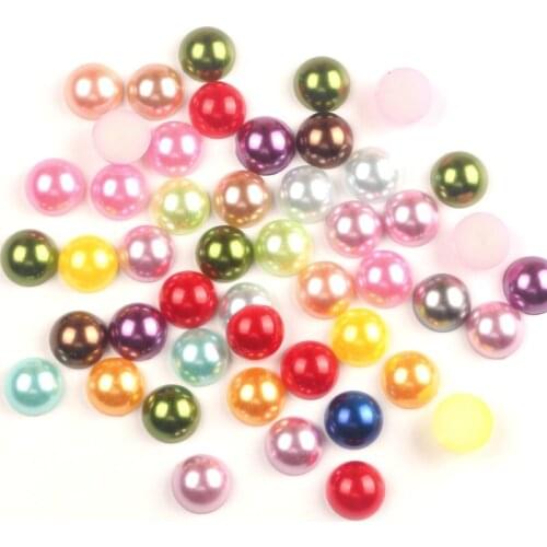 LF 100Pcs Mixed 10-14mm Half Round Pearl Decoration Craft Flatback Cabochon Embellishments For Scrapbooking Diy Accessories