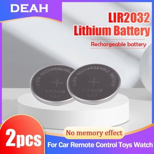 2PCS LIR2032 LIR 2032 3.6V Lithium Rechargeable Battery For Remote Control Motherboard Button Batteries Replaces CR2032 ML2032