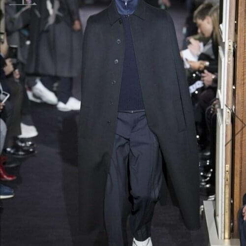 M-4XL super long autumn and winter show mens cloak coat over the knee long cloak shawl British woolen tide jacket