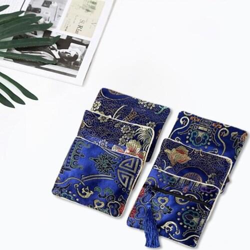 6pcs Chinese style Jewelry Bag Silk Dice Prayer beads bracelet Storage Bag Jewelry Mini Silk Drawstring Package For Girl Gift