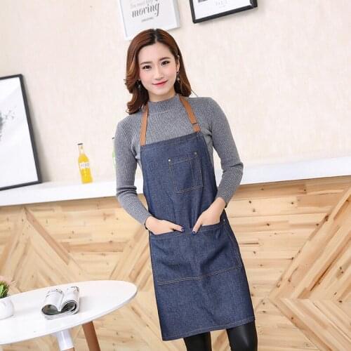 Fashion Unisex Cooking Apron for Kitchen Apron For Woman Men Chef Waiter Cafe Shop BBQ Hairdresser tools Denim Aprons 35