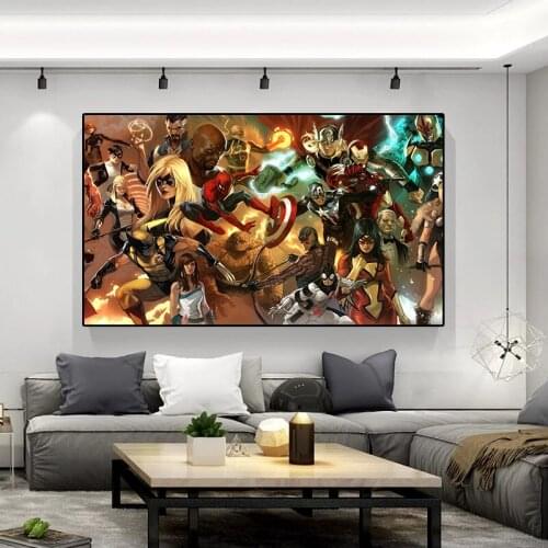 Avengers Series Mural Art Canvas Oil Painting Home Decor Living Room Bedroom Poster Marvel Superhero Fabric Painting