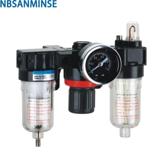 NBSANMINSE FRL Units AC2000 BC2000 1/4 3/8 1/2 Air Source Units Air Filter Regulator Lubrication Auto Drain