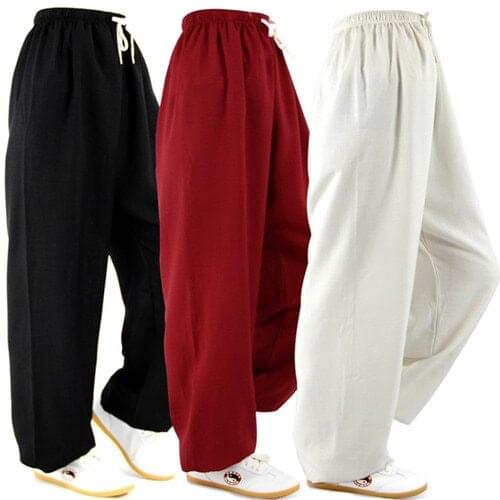 2018 Spring Autumn Fluid Taichi Pants Martial Arts Pants Plus Size Loose Bloomers Antistatic Kungfu Pants National Trousers Men