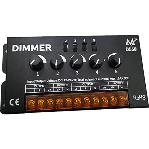 New 50A LED Strip Dimmer 12V 24V 1200W Max Big Power For Single String Switch Knob Control Electric Shock Cover Light Regulator