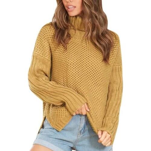 Autumn And Winter Thickened Turtleneck Sweater Womens Blouse Loose Knit Sweater Women Pullover Khaki Female Sweaters Casual