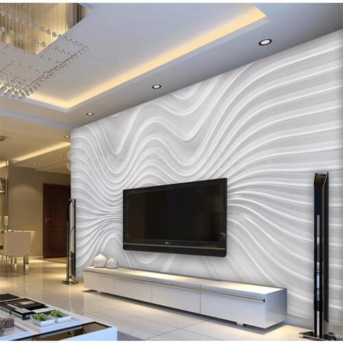 Custom Mural Wallpaper 3D Relief Wavy Curve Stripes Living Room TV Background Wall Painting