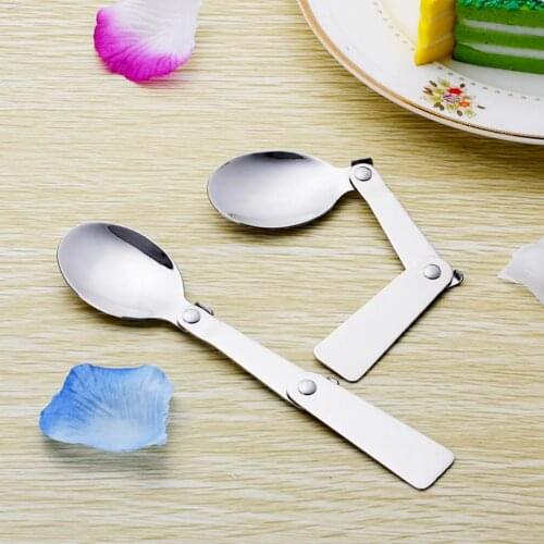 Portable Three-Folding Durable Stainless Steel Spoon for Outdoor Camping Travel Picnic Small size, portable and foldable, easy t