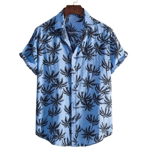 Fashion Palm Tree Print Hawaiian Aloha Shirt Men 2021 Summer New Short Sleeve Beach Shirts Men Harajuku Casual Shirt Male 3XL