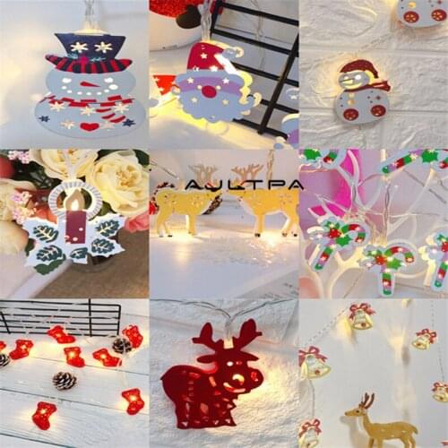 50Pcs 2M 10Leds LED Christmas Light Strings Battery Box Sika Deer Bells Santa For Christmas Holiday Decoration Light Strings