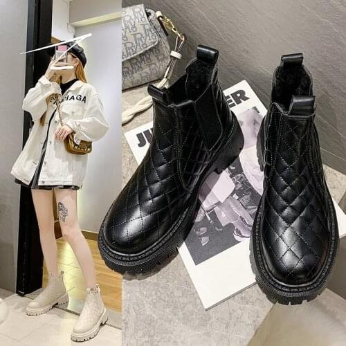 Winter ankle Boots women 2020 New Fashion Chimney Wild Plus Velvet Chelsea short boots Non slip platform Snow Boots