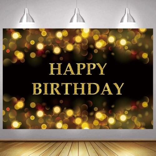 Gold Light Happy Birthday Party Photo Backdrop Colorful Photography Background Shining Banner Photocall Gift Decor