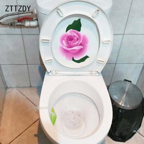 ZTTZDY 19.7*20.7CM Beautiful Cartoon Rose Toilet Seat Stickers Room Wall Decal Home Decor T2-0398