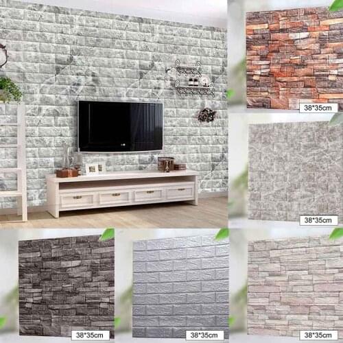 10pcs 3D Tile Brick Wall Sticker Self-adhesive Waterproof Foam Panel Wallpapers