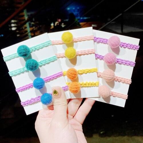 2 Pcs/Set Chidlren Cute Colors Nylon Hair Ball Scrunchies Rubebr Bands Baby Girls Sweer Elastic Hair Bands Kids Hair Accessories