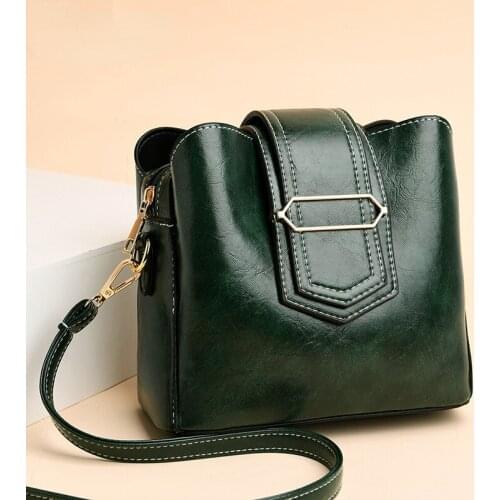 2021 Brand Designer Women PU Leather Handbag High Quality Vintage Bucket Shoulder Strap Crossbody Bag Female Casual Bags Bolso